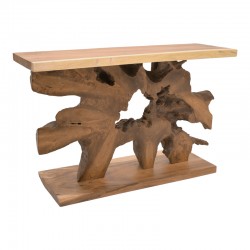 Nasiol Inart console natural solid teak wood 120x40x75cm