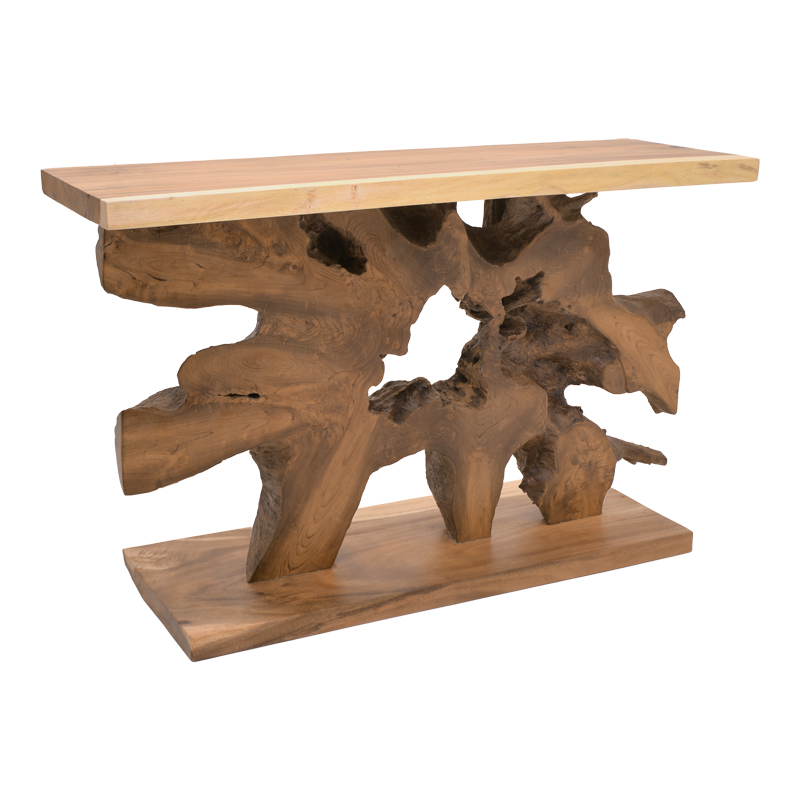 Nasiol Inart console natural solid teak wood 120x40x75cm