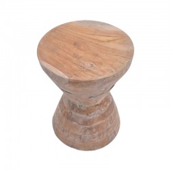 Side table Zerlian Inart white wash solid teak wood D35x46cm
