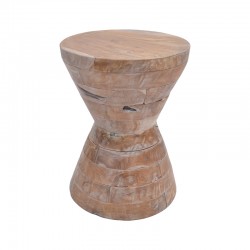 Side table Zerlian Inart white wash solid teak wood D35x46cm
