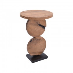 Τραπέζι σαλονιού Tiky Inart φυσικό-μαύρο μασίφ ξύλο teak 42x42x46εκ