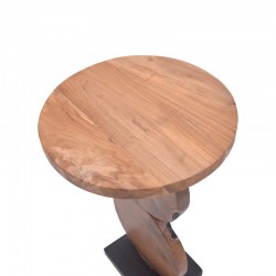 Tiky Inart coffee table natural-black solid teak wood 42x42x46cm
