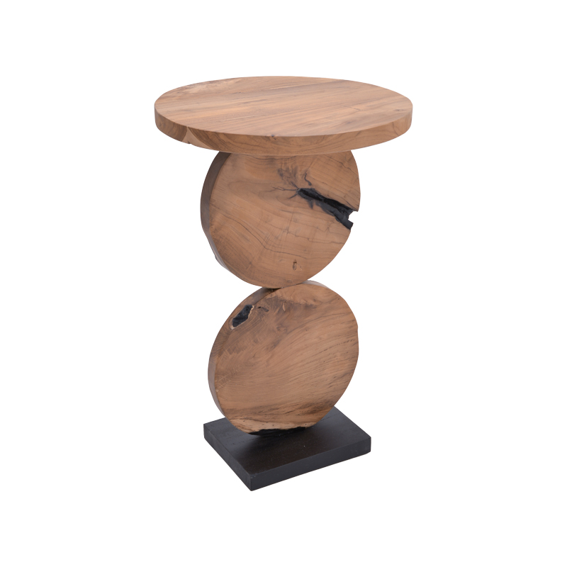 Τραπέζι σαλονιού Tiky Inart φυσικό-μαύρο μασίφ ξύλο teak 42x42x46εκ