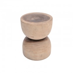 Klero Inart natural solid suar wood stool D30x45cm