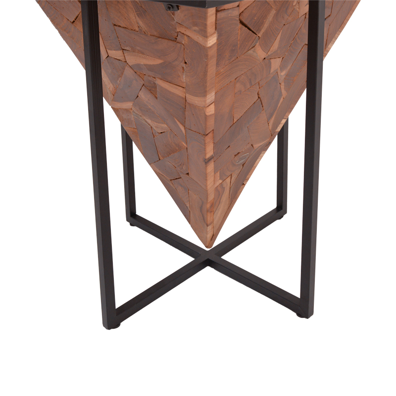 Τραπέζι σαλονιού Midpy Inart φυσικό ξύλο teak-μαύρο μέταλλο 40x40x55εκ