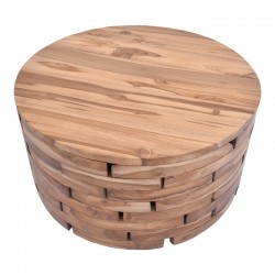 Τραπέζι σαλονιού Wozy Inart φυσικό ξύλο teak Φ90x45εκ