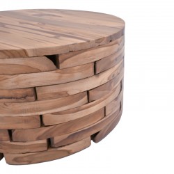 Living room table Wozy Inart natural teak wood Φ90x45cm