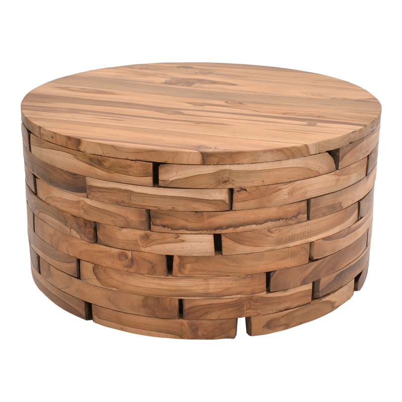 Τραπέζι σαλονιού Wozy Inart φυσικό ξύλο teak Φ90x45εκ