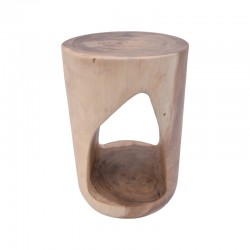 Prank Inart natural solid suar wood stool D30x45cm
