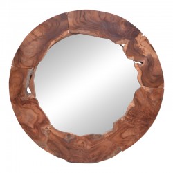Mirror Crest Inart natural solid teak wood D80x4cm