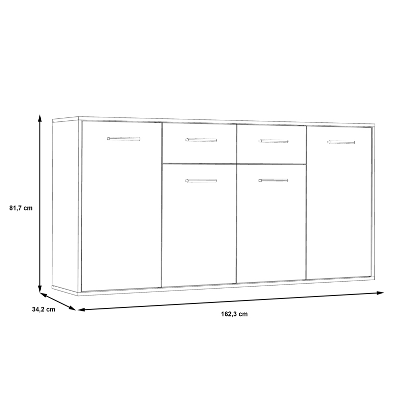 Drepen pakoworld melamine buffet in white color 162.3x34.2x81.7cm