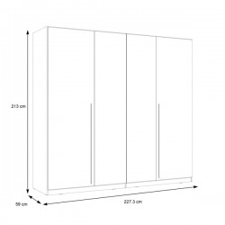 Manestile pakoworld melamine four-leaf wardrobe in beige shade 227.5x59x212.9cm