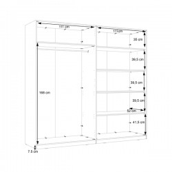 Manestile pakoworld melamine four-leaf wardrobe in beige shade 227.5x59x212.9cm