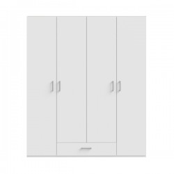 Openable four-leaf wardrobe Generiale pakoworld melamine white with 3 grey shelves 177.5x54.2x210.5cm