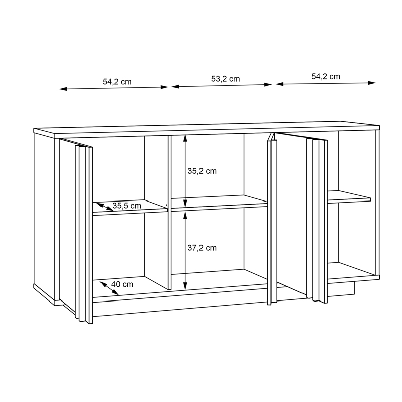 Chesto pakoworld melamine buffet in white and oak color 169.2x42x87cm