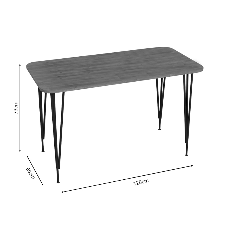 Dinning table Palkon pakoworld oak melamine-black metal 120x60x73cm