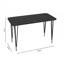 Dinning table Palkon pakoworld black marble melamine-black metal 120x60x73cm