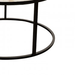 Coffee table Drion pakoworld white marble melamine-black metal D60x40cm