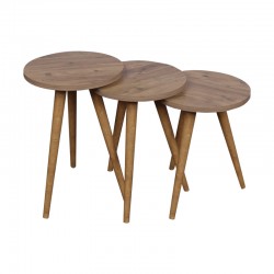 Side tables Perjene pakoworld set of 3 melamine and wood in a natural shade