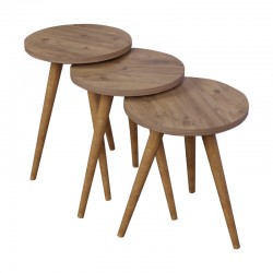 Side tables Perjene pakoworld set of 3 melamine and wood in a natural shade