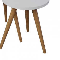 Βοηθητικά τραπέζια Perjene pakoworld σετ 3τεμ μελαμίνη σε λευκή απόχρωση και ξύλινα πόδια
