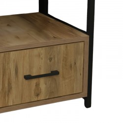 Stani bedside table pakoworld black metal and melamine in a natural shade 45x45x57cm