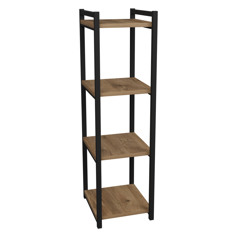 Floor shelf Harvey pakoworld black metal and melamine in a natural shade 33x28x100cm