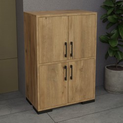 Jenny pakoworld melamine cabinet in natural shade and black metal leg 60x35x90cm