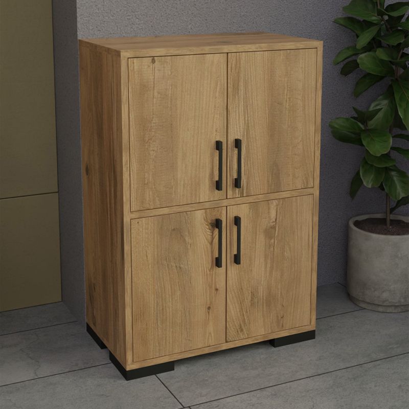 Jenny pakoworld melamine cabinet in natural shade and black metal leg 60x35x90cm