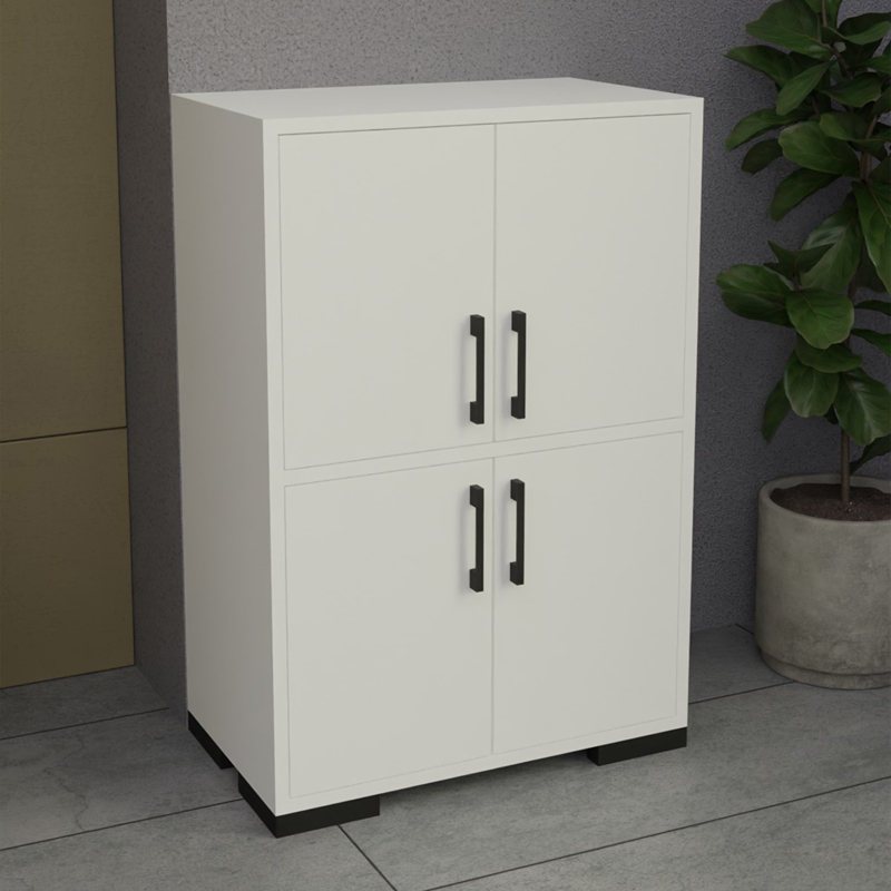 Jenny pakoworld melamine cabinet in white shade and black metal leg 60x35x90cm