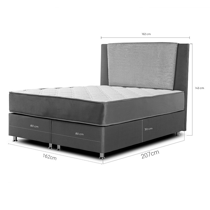 Double bed Tamon pakoworld with storage space beige-ecru 160x200cm