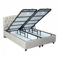 Κρεβάτι Lanse pakoworld διπλό με αποθηκευτικό χώρο κρεμ 160x200εκ