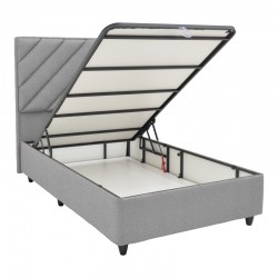 Tito pakoworld single bed with storage bouclé fabric in light gray shade 120x200cm