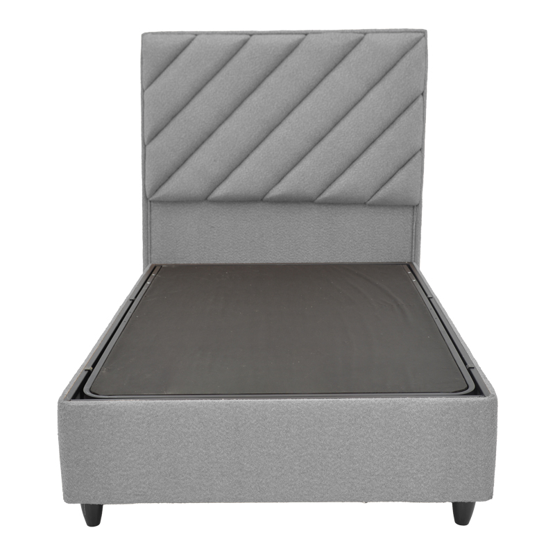 Tito pakoworld single bed with storage bouclé fabric in light gray shade 120x200cm