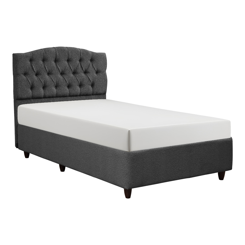 Lanse I pakoworld single bed, boucle, charcoal shade, 120x200cm