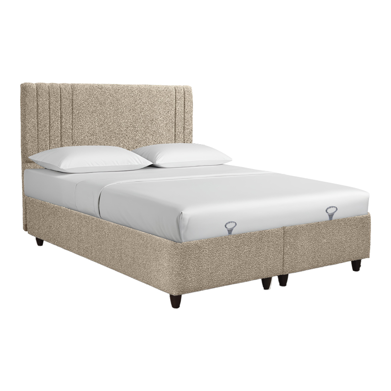 Bed with storage space Lineo pakoworld boucle in beige shade 160x200cm