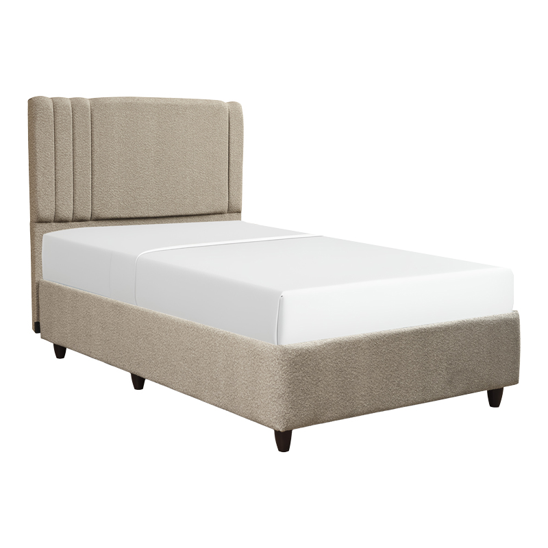 Bed with storage space Lineo pakoworld single boucle in beige shade 120x200cm