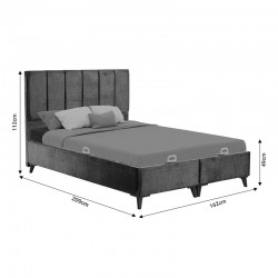 Double bed Dreamland pakoworld with storage space dark grey fabric 160x200cm
