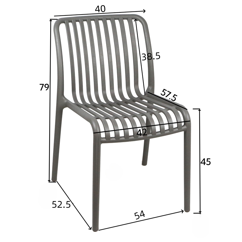 Zoi pakoworld pp chair in dark green shade 42x58x79cm