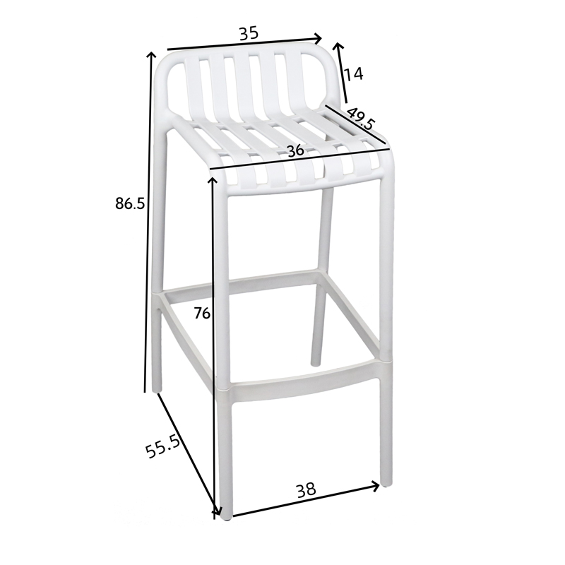 Bar stool Zoi pakoworld pp in cappuccino shade 56x36x87cm