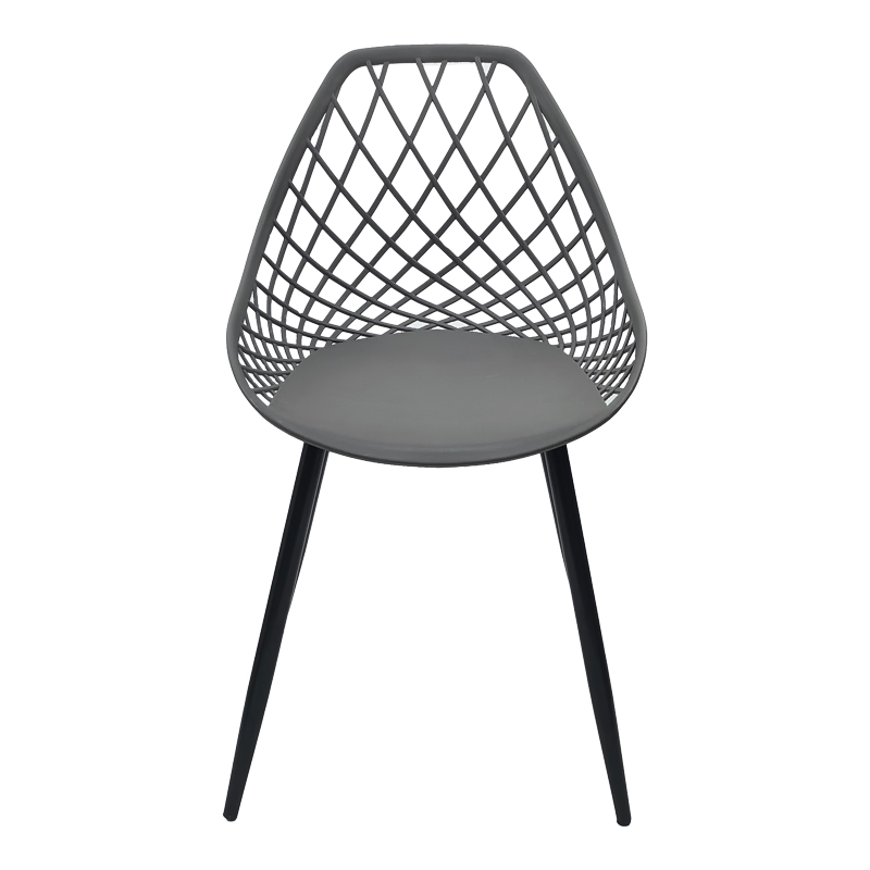 Suan pakoworld pp chair in charcoal shade and black metal leg 56x49x82cm