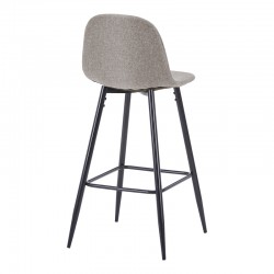 Bar stool medium height Bella pakoworld light grey fabric-black metal leg 41x47x93cm