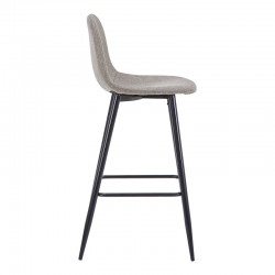 Bar stool medium height Bella pakoworld light grey fabric-black metal leg 41x47x93cm