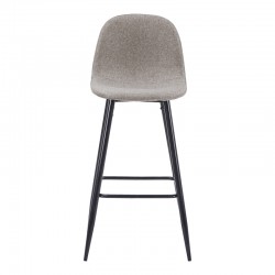 Bar stool medium height Bella pakoworld light grey fabric-black metal leg 41x47x93cm