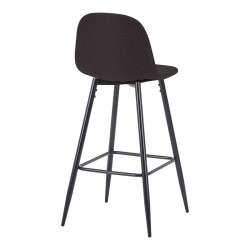 Bar stool medium height Bella pakoworld dark grey fabric-black metal leg 41x47x93cm