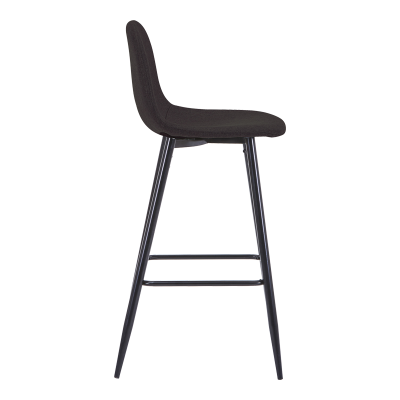 Bar stool medium height Bella pakoworld dark grey fabric-black metal leg 41x47x93cm