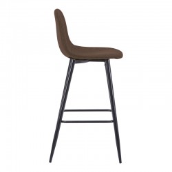 Bar stool medium height Bella pakoworld brown fabric-black metal leg 41x47x93cm