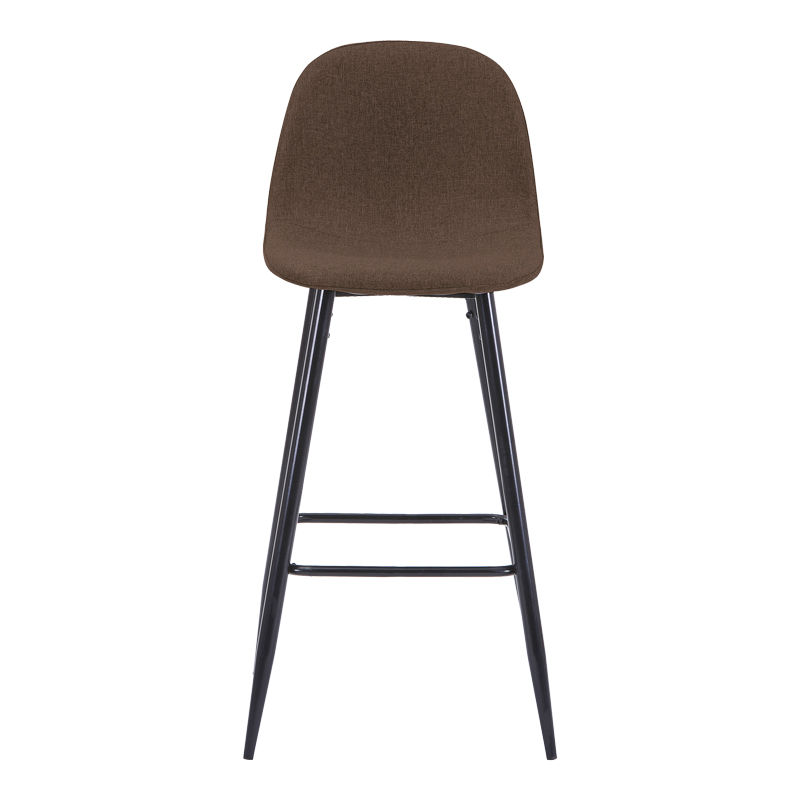 Bar stool medium height Bella pakoworld brown fabric-black metal leg 41x47x93cm