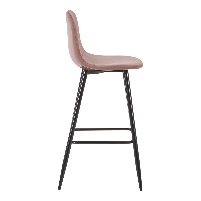 Bar stool medium height Bella pakoworld rotten apple velvet-black metal leg 41x47x93cm