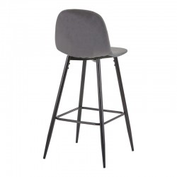 Bar stool medium height Bella pakoworld dark grey velvet fabric-black metal leg 41x47x93cm